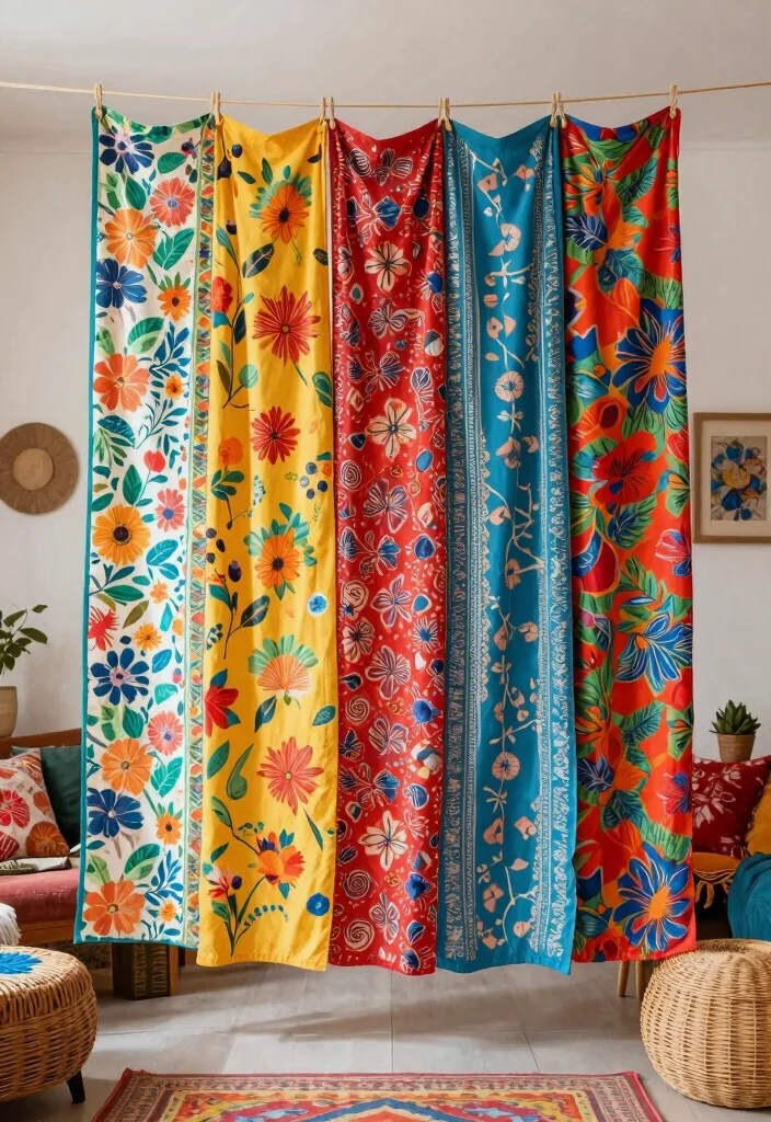 10 DIY Room Divider Ideas for Easy Stylish Home Separation 34 10 DIY Room Divider Ideas for Easy Stylish Home Separation - 4. Whimsical Hanging Fabric Panels 1