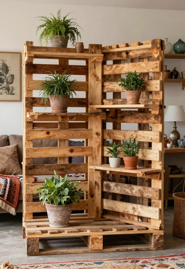 10 DIY Room Divider Ideas for Easy Stylish Home Separation 45 10 DIY Room Divider Ideas for Easy Stylish Home Separation - 5. Rustic Pallet Divider 1