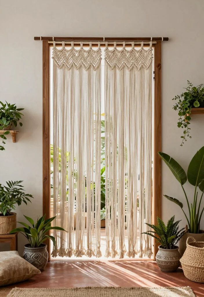 10 Doorway Curtain Ideas for Soft Casual Separation 1 10 Doorway Curtain Ideas for Soft Casual Separation - 1. Macramé Magic 1