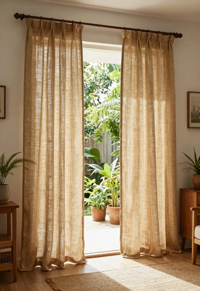 10 Doorway Curtain Ideas for Soft Casual Separation 34 10 Doorway Curtain Ideas for Soft Casual Separation - 4. Natural Textures 1
