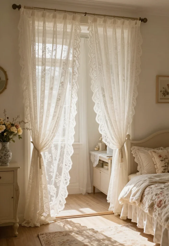 10 Doorway Curtain Ideas for Soft Casual Separation 67 10 Doorway Curtain Ideas for Soft Casual Separation - 7. Vintage Lace Charm 1