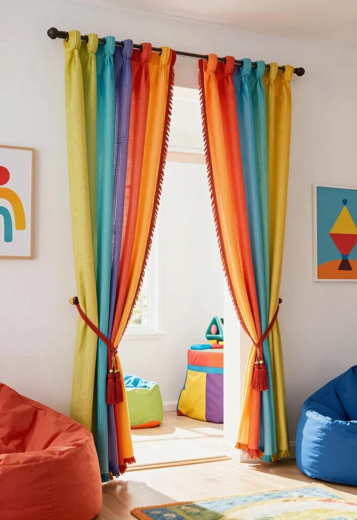 10 Doorway Curtain Ideas for Soft Casual Separation 89 10 Doorway Curtain Ideas for Soft Casual Separation - 9. Whimsical Tasseled Curtains 1