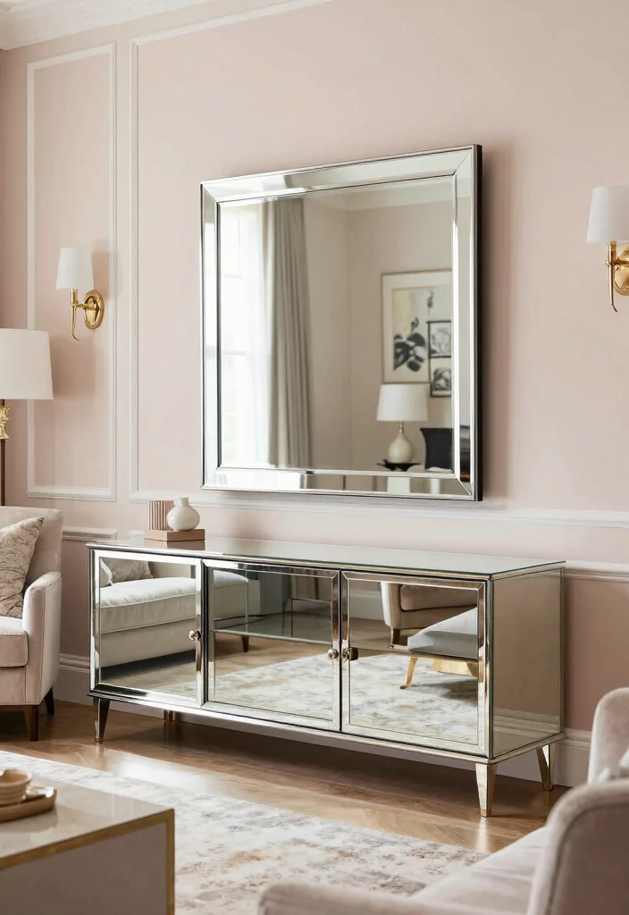 10 Hidden TV Cabinet Ideas for Seamless Living Room Design 54 10 Hidden TV Cabinet Ideas for Seamless Living Room Design - 6. Mirror TV Cabinet 1