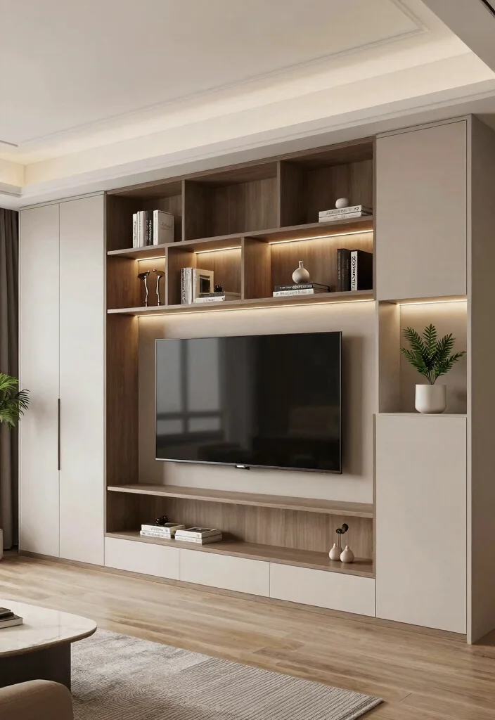 10 Hidden TV Cabinet Ideas for Seamless Living Room Design 76 10 Hidden TV Cabinet Ideas for Seamless Living Room Design - 8. Built-In Wall Unit 1