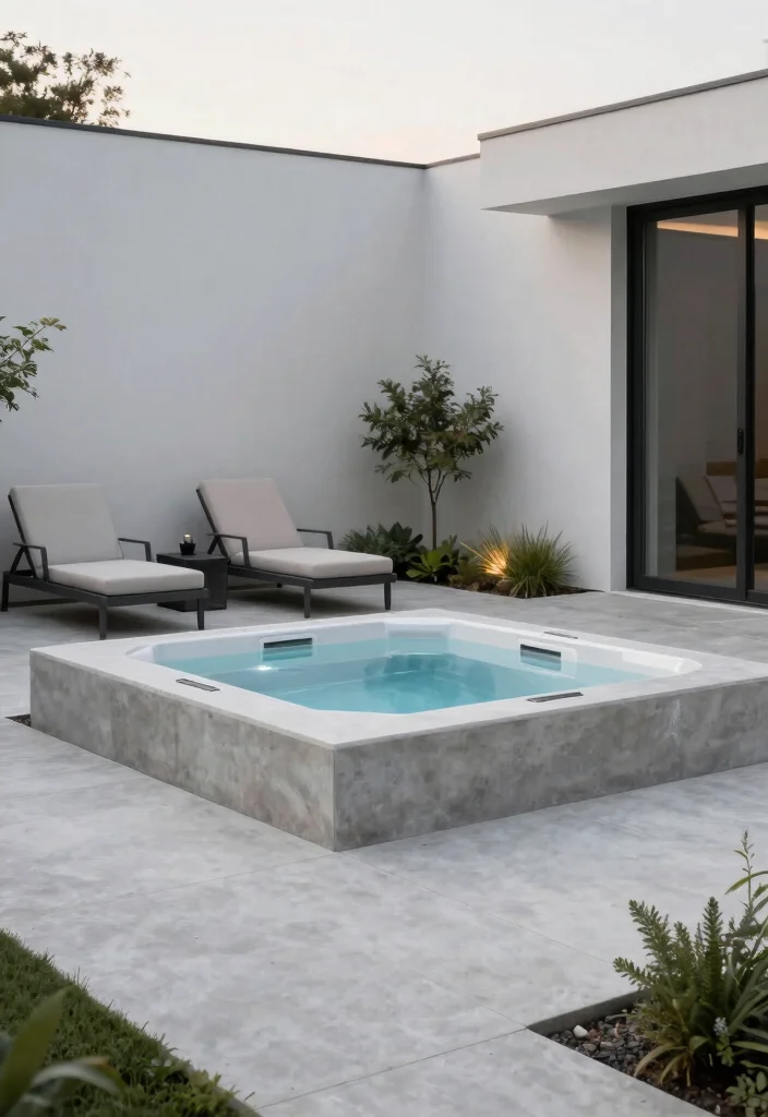 10 Hot Tub Ideas for a Relaxing Private Escape - 1. Modern Minimalist Hot Tub Retreat 1