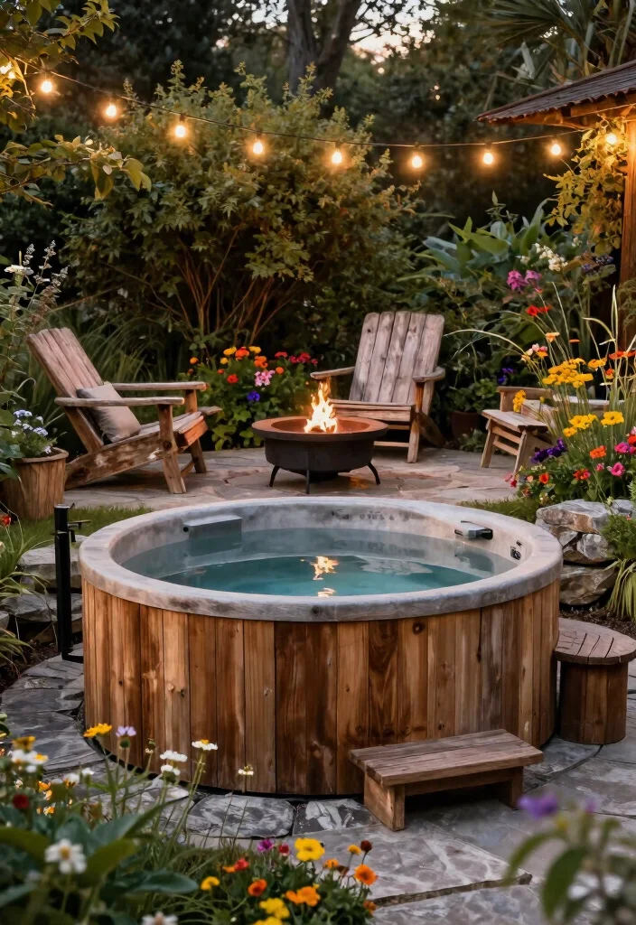 10 Hot Tub Ideas for a Relaxing Private Escape - 2. Rustic Wooden Hot Tub Nook 1