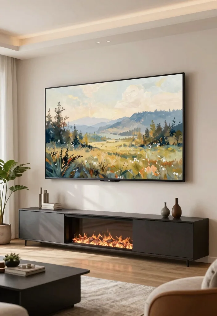 10 Ideas to Hide TV Above Fireplace for a Balanced Focal Point - 2. Chic Artwork Concealment 1