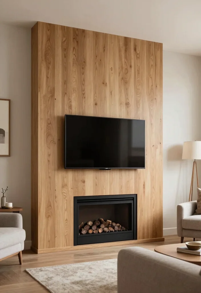 10 Ideas to Hide TV Above Fireplace for a Balanced Focal Point - 8. Textured Wall Panels 1