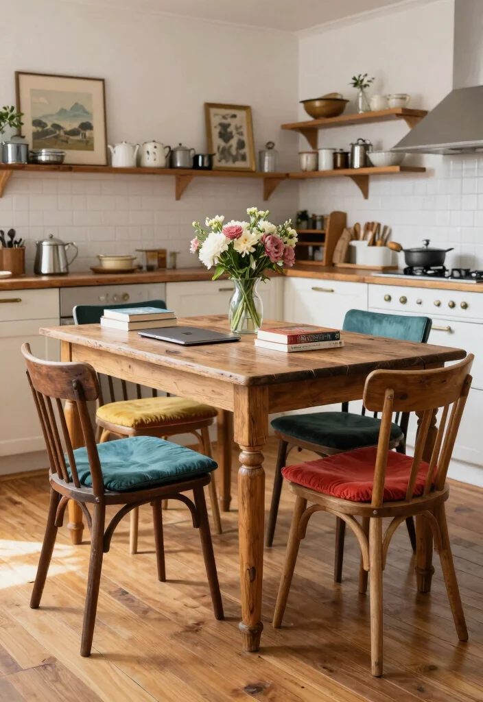 10 Kitchen Desk Ideas for Work Friendly Home Spaces 45 10 Kitchen Desk Ideas for Work Friendly Home Spaces - 5. Vintage Table Desk: Classic Touch 1