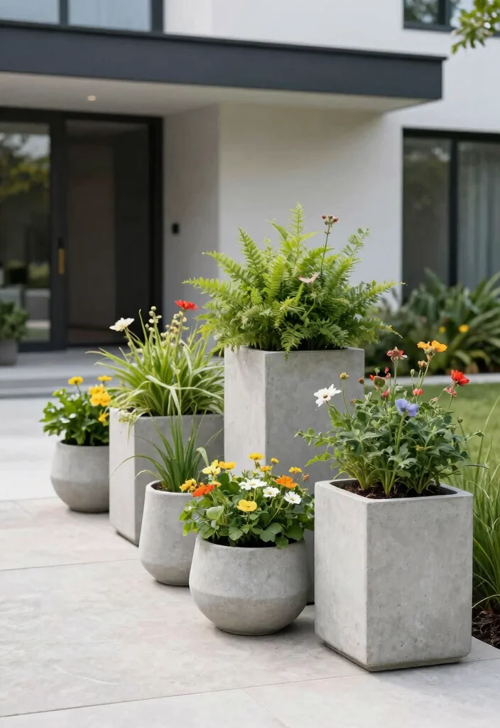 10 Minimalist Garden Front Yard Ideas for a Clean Modern Look - 3. Minimalist Planters for Clean Lines 1