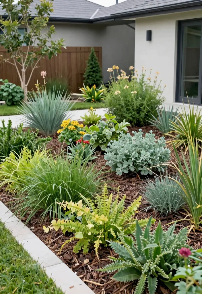 10 Minimalist Garden Front Yard Ideas for a Clean Modern Look - 4. Low-Maintenance Native Plants 1