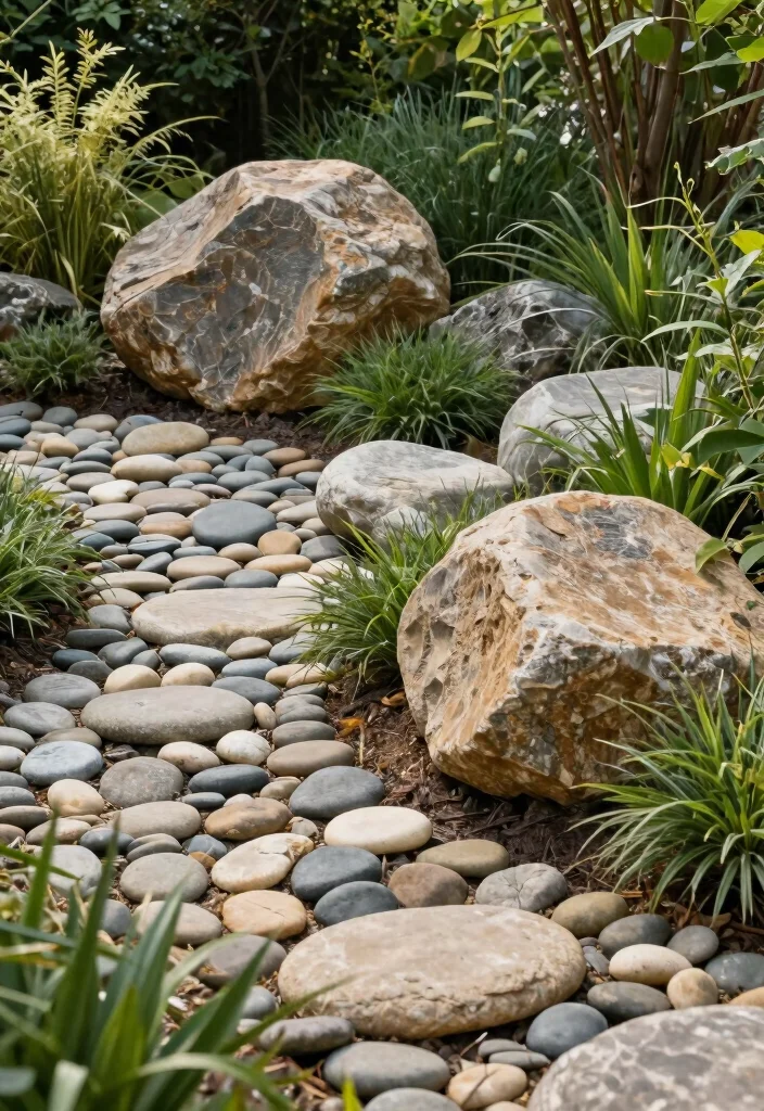 10 Minimalist Garden Front Yard Ideas for a Clean Modern Look - 5. Stone Accents for Natural Elegance 1