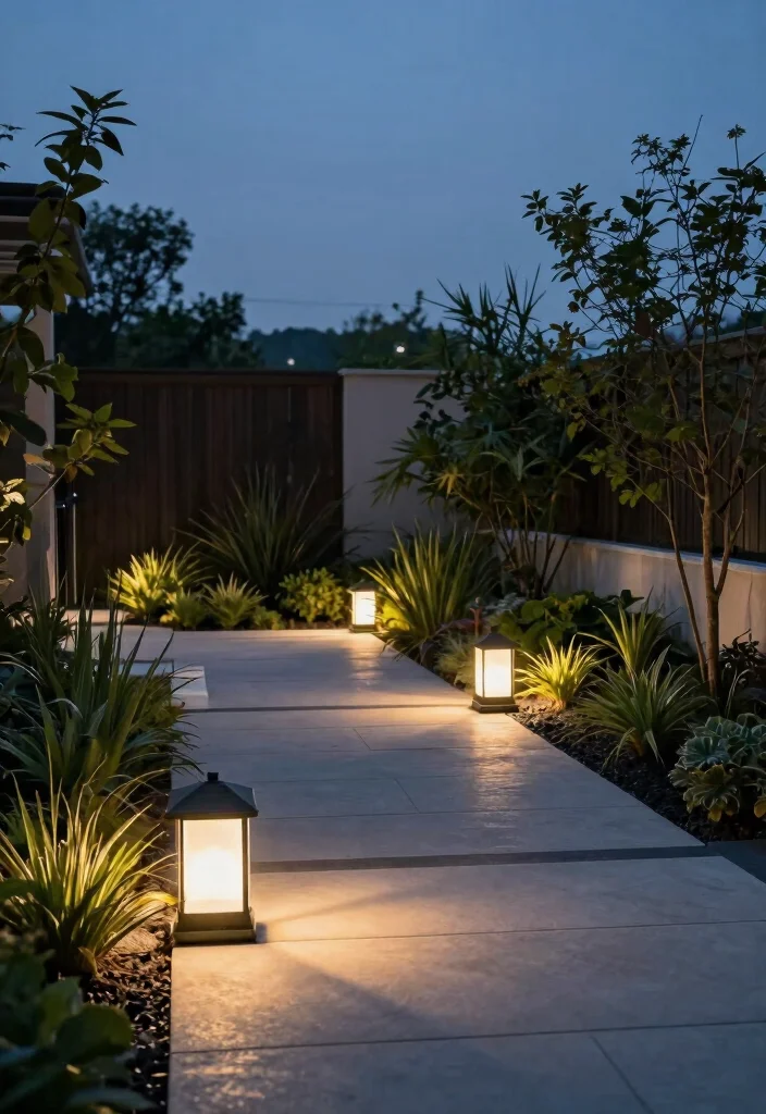 10 Minimalist Garden Front Yard Ideas for a Clean Modern Look - 9. Simple Outdoor Lighting 1