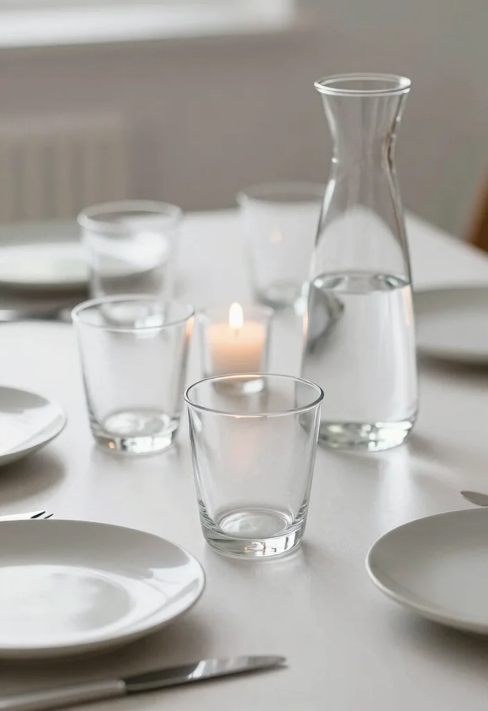 10 Minimalist Table Decor Ideas for a Clean Balanced Look - 6. Opt for Clear Glassware 1
