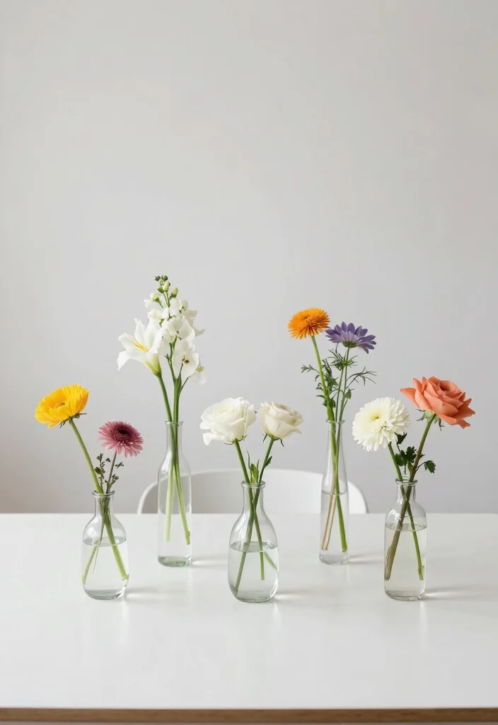 10 Minimalist Table Decor Ideas for a Clean Balanced Look - 8. Keep it Simple with Single-Flower Arrangements 1