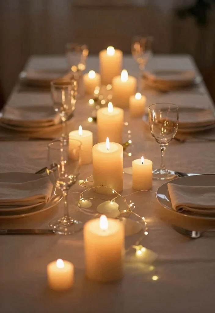 10 Minimalist Table Decor Ideas for a Clean Balanced Look - 9. Set the Mood with Soft Lighting 1