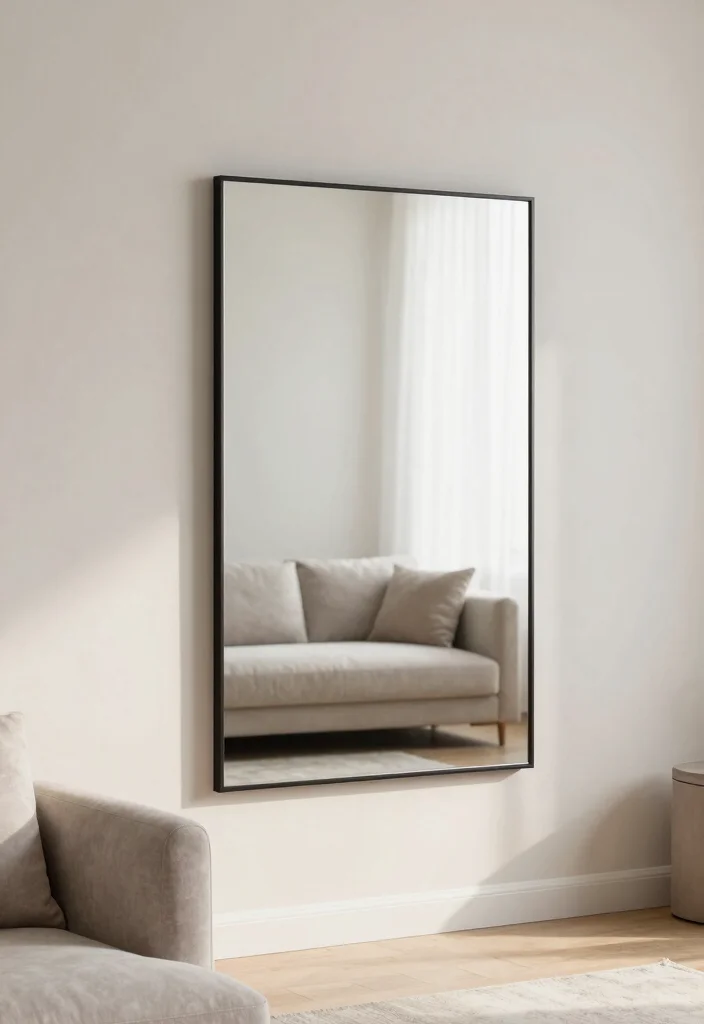 10 Mirror Wall Disguise Ideas for a More Balanced Living Space - 10. Minimalist Mirror Design 1