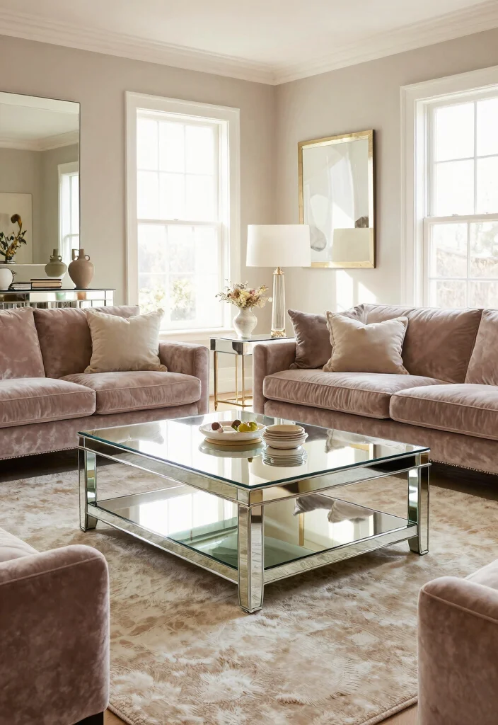 10 Mirror Wall Disguise Ideas for a More Balanced Living Space - 2. Mirrored Furniture 1