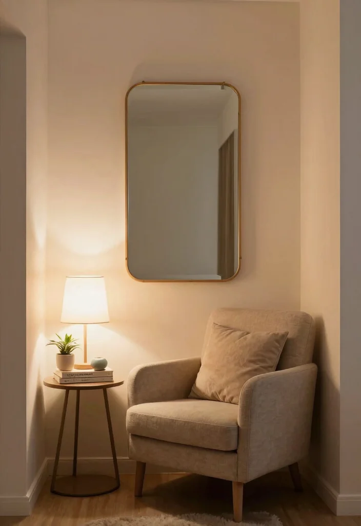 10 Mirror Wall Disguise Ideas for a More Balanced Living Space - 6. Mirror-Focused Nooks 1