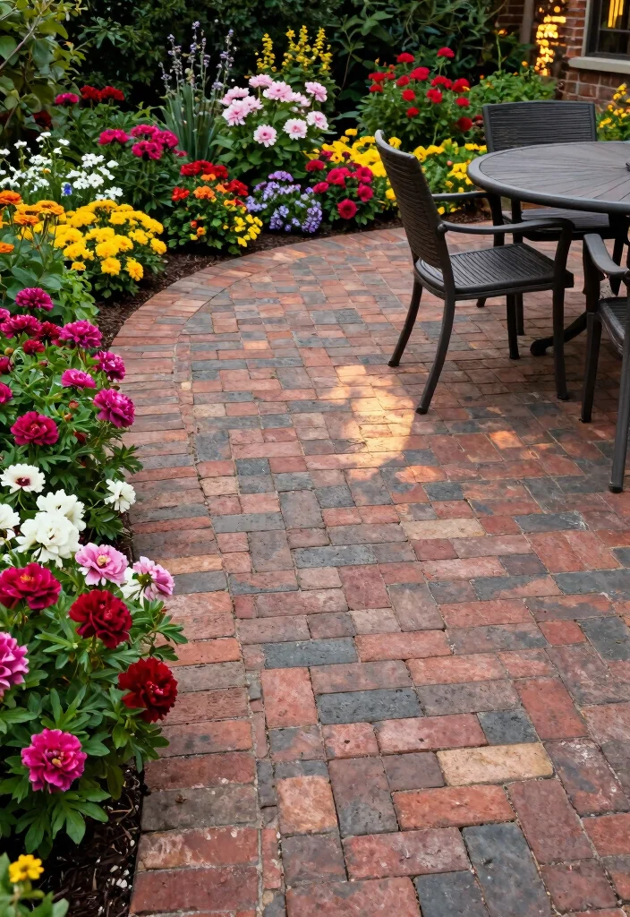 10 Paved Backyard Ideas for Low Maintenance Living 67 10 Paved Backyard Ideas for Low Maintenance Living - 7. Brick Patios with Flower Borders 1