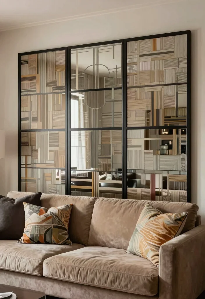 10 Sliding Panel Ideas for Mirror Walls to Modernize Your Space - 4. Patterned Sliding Panels 1