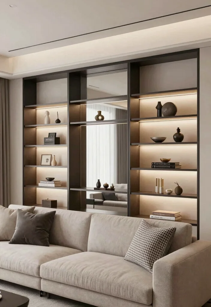 10 Sliding Panel Ideas for Mirror Walls to Modernize Your Space - 5. Sliding Panels with Integrated Shelving 1