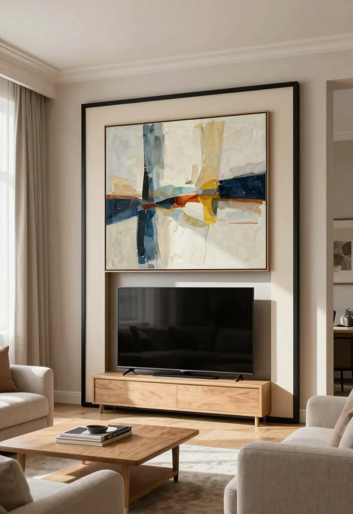 10 Sliding TV Cover Ideas for a Sleek Modern Entertainment Setup - 4. Artful Sliding Frames 1