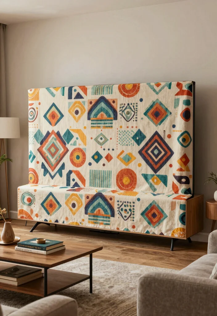 10 Sliding TV Cover Ideas for a Sleek Modern Entertainment Setup - 9. Roll-Up TV Covers 1