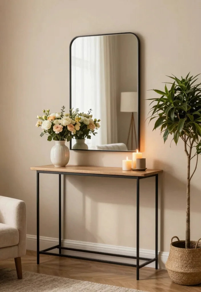 10 Smart Ways to Hide Large Living Room Mirrors with Style 89 10 Smart Ways to Hide Large Living Room Mirrors with Style - 9. Integrate with Furniture Pieces 1