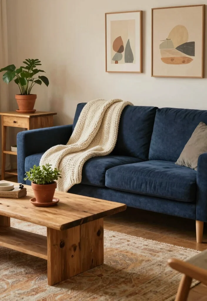 10 Styling Dark Blue Sofa Ideas for a Balanced Modern Room 1 10 Styling Dark Blue Sofa Ideas for a Balanced Modern Room - 1. Complement with Warm Earthy Tones 1