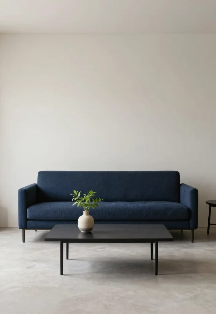 10 Styling Dark Blue Sofa Ideas for a Balanced Modern Room 100 10 Styling Dark Blue Sofa Ideas for a Balanced Modern Room - 10. Embrace Minimalism 1