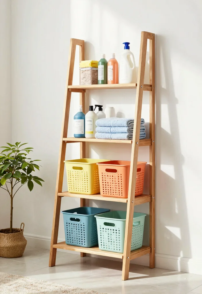 10 Utility Room Shelving Ideas for Smarter Space Saving Storage 12 10 Utility Room Shelving Ideas for Smarter Space Saving Storage - 2. Ladder Shelving for Vertical Storage 1