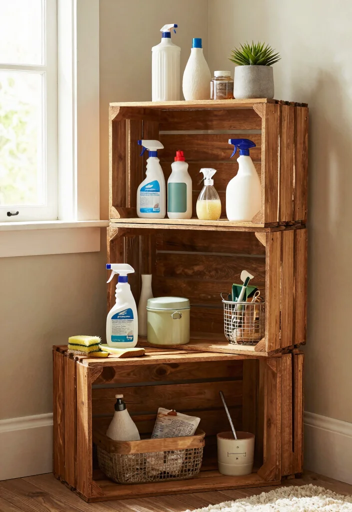 10 Utility Room Shelving Ideas for Smarter Space Saving Storage 56 10 Utility Room Shelving Ideas for Smarter Space Saving Storage - 6. Vintage Crates for Rustic Charm 1