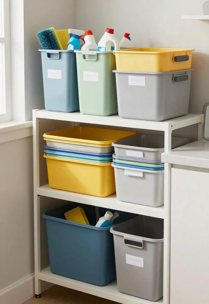10 Utility Room Shelving Ideas for Smarter Space Saving Storage 78 10 Utility Room Shelving Ideas for Smarter Space Saving Storage - 8. Stackable Bins for Flexible Storage 1