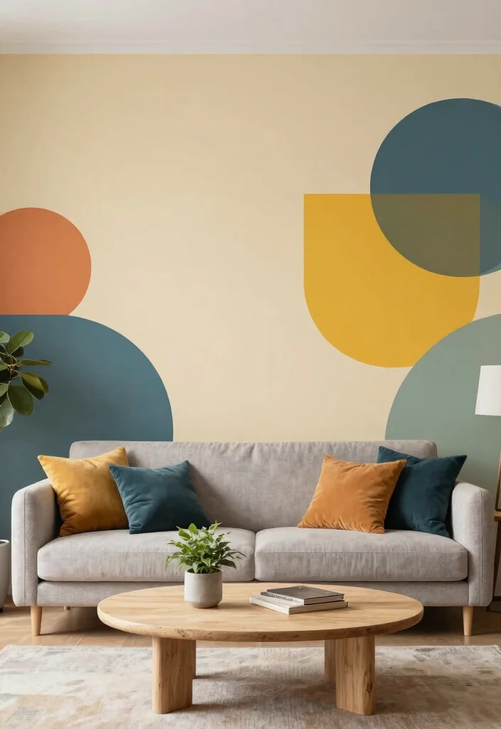 12 Accent Wall Decor Ideas for Instant Visual Interest - 10. Painted Geometric Shapes 1