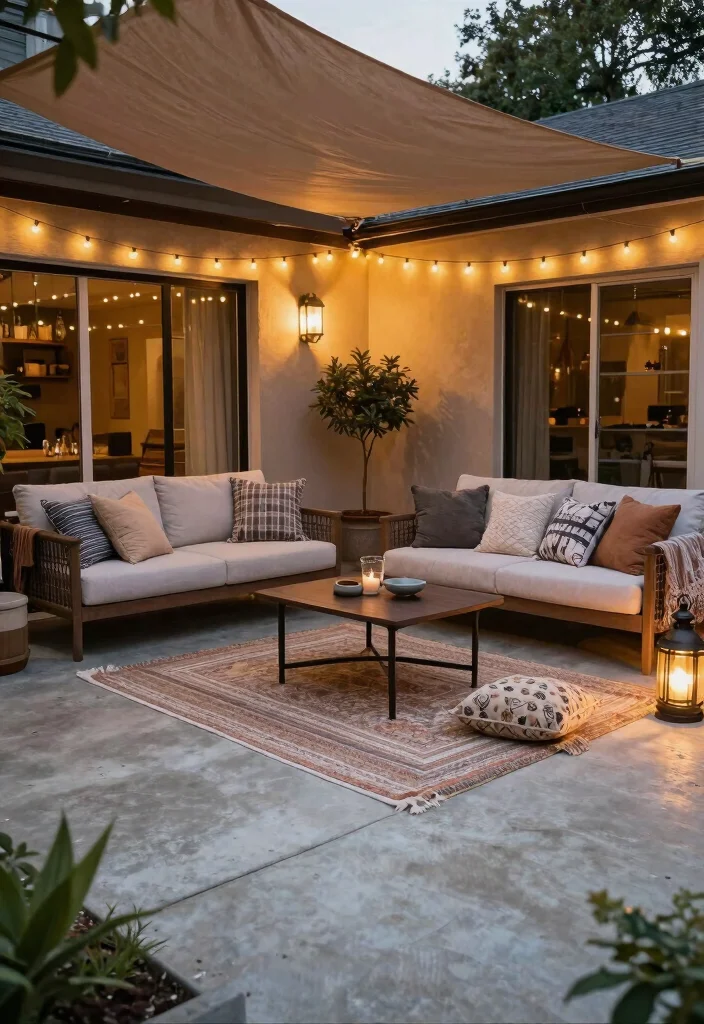 12 Backyard Cement Patio Ideas for Durable Modern Spaces - 10. Outdoor Room Feel 1