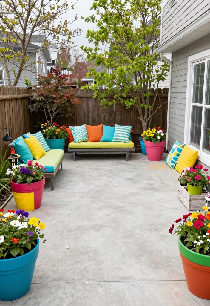 12 Backyard Cement Patio Ideas for Durable Modern Spaces - 12. Seasonal Decor 1