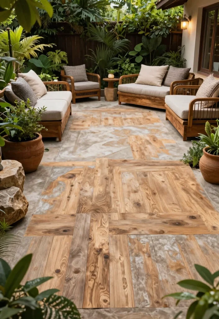 12 Backyard Cement Patio Ideas for Durable Modern Spaces - 2. Textural Contrast 1