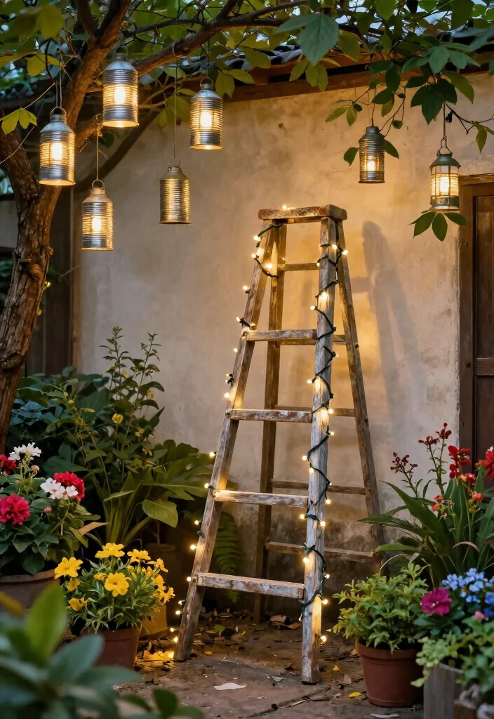 12 Backyard Lighting Ideas for a Warm Inviting Atmosphere 56 12 Backyard Lighting Ideas for a Warm Inviting Atmosphere - 6. Upcycled Garden Lighting 1