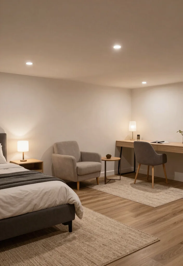 12 Basement Bedroom Ideas for a Cozy Inviting Space - 6. Create Zones 1