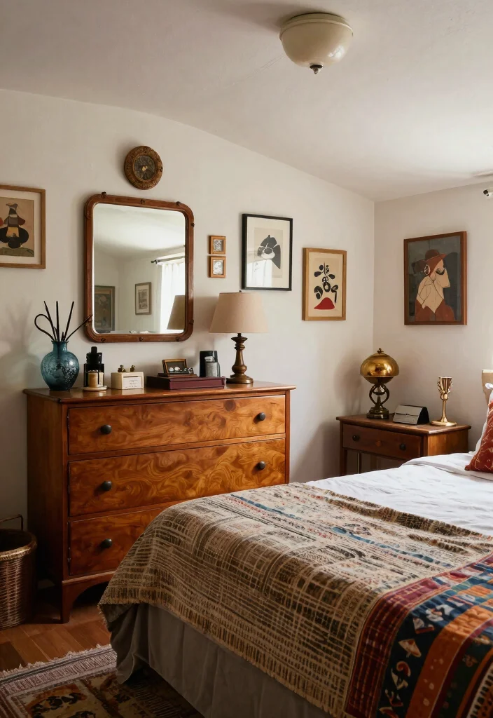 12 Basement Bedroom Ideas for a Cozy Inviting Space - 9. Incorporate Vintage Finds 1