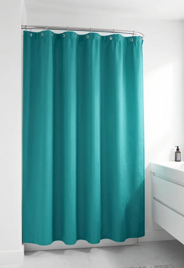 12 Bathroom Ideas With Shower Curtain for Easy Updates - 9. Bold Solid Colors 1