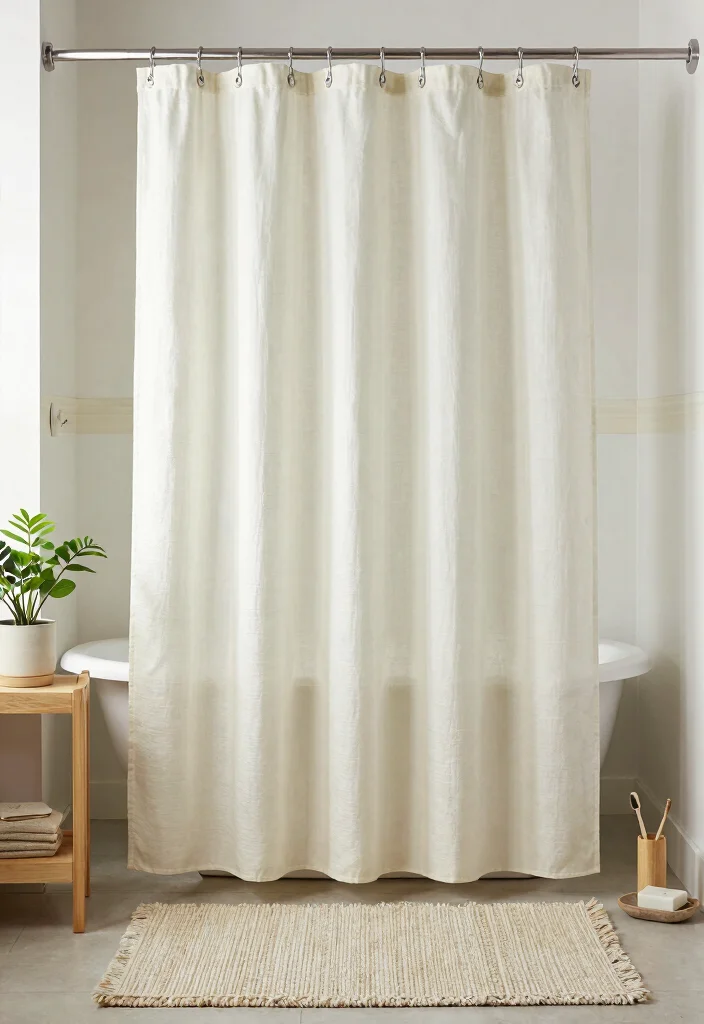 12 Bathroom Shower Curtain Ideas for a Quick Stylish Refresh - 1. Organic Cotton Delight 1