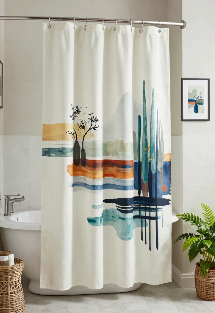 12 Bathroom Shower Curtain Ideas for a Quick Stylish Refresh - 7. Canvas Shower Curtain 1