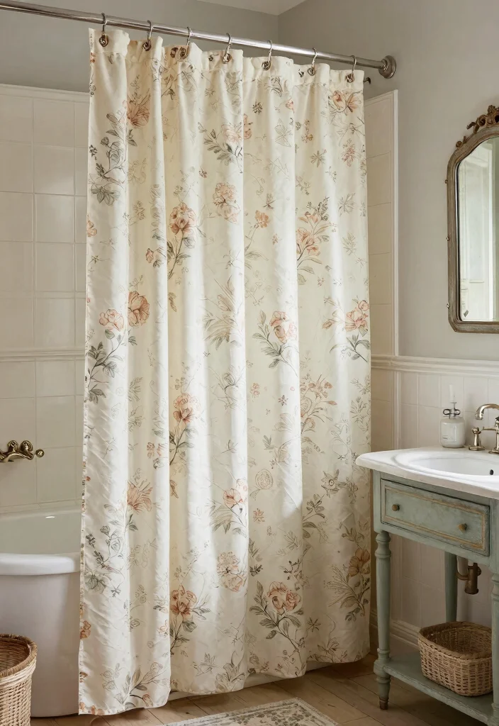 12 Bathroom Shower Curtain Ideas for a Quick Stylish Refresh - 8. Vintage Inspired 1