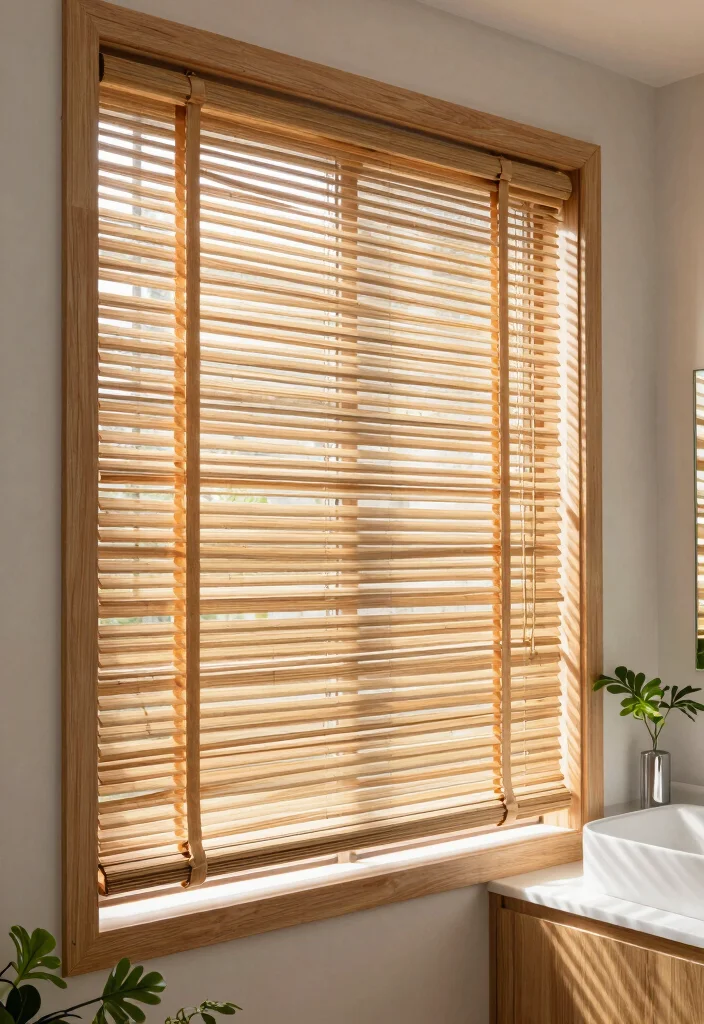 12 Bathroom Window Curtain Ideas for Light and Privacy - 2. Bamboo Blinds 1