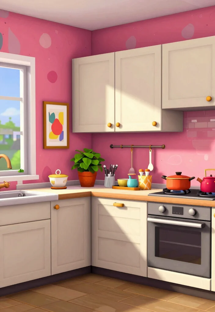 12 Bloxburg Kitchen Ideas for Cute Functional Builds - 6. Colorful Accent Walls 1