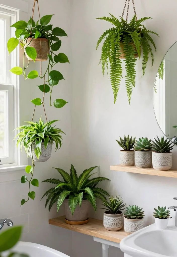 12 Boho Bathroom Ideas for a Relaxed Natural Vibe 34 12 Boho Bathroom Ideas for a Relaxed Natural Vibe - 4. Indoor Plants for Freshness 1