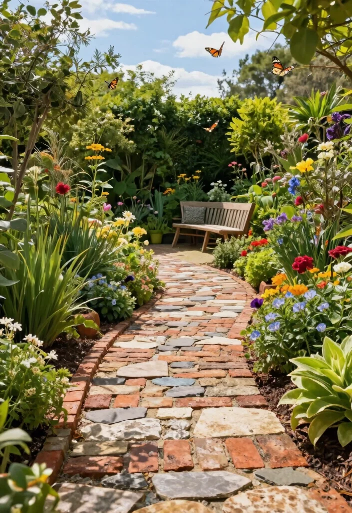 12 Budget Backyard Ideas for Affordable Outdoor Upgrades - 4. Stone Pathway with Recycled Materials 1