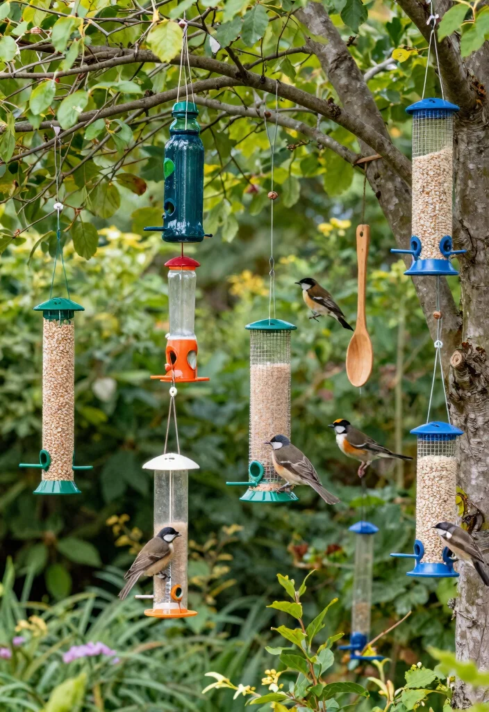 12 Budget Backyard Ideas for Affordable Outdoor Upgrades - 6. Upcycled Bird Feeders 1